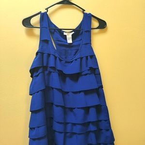 Womens Tiered Ruffle Top size large Blue